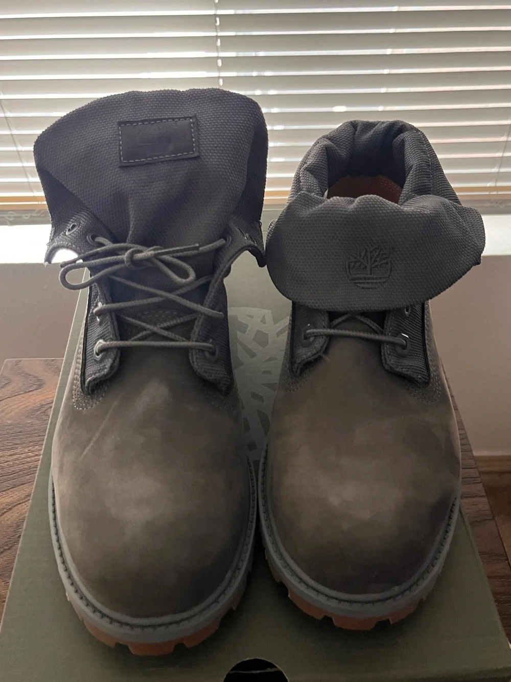 Timberland Fold-Down Collar Boots in Dark Gray